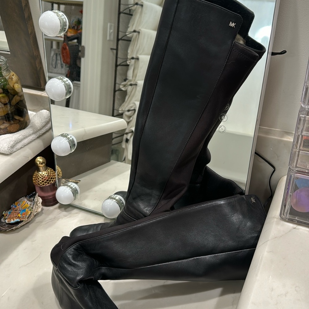 Michael Kors Black Leather Joanie Over-the-Knee Boot, size 8